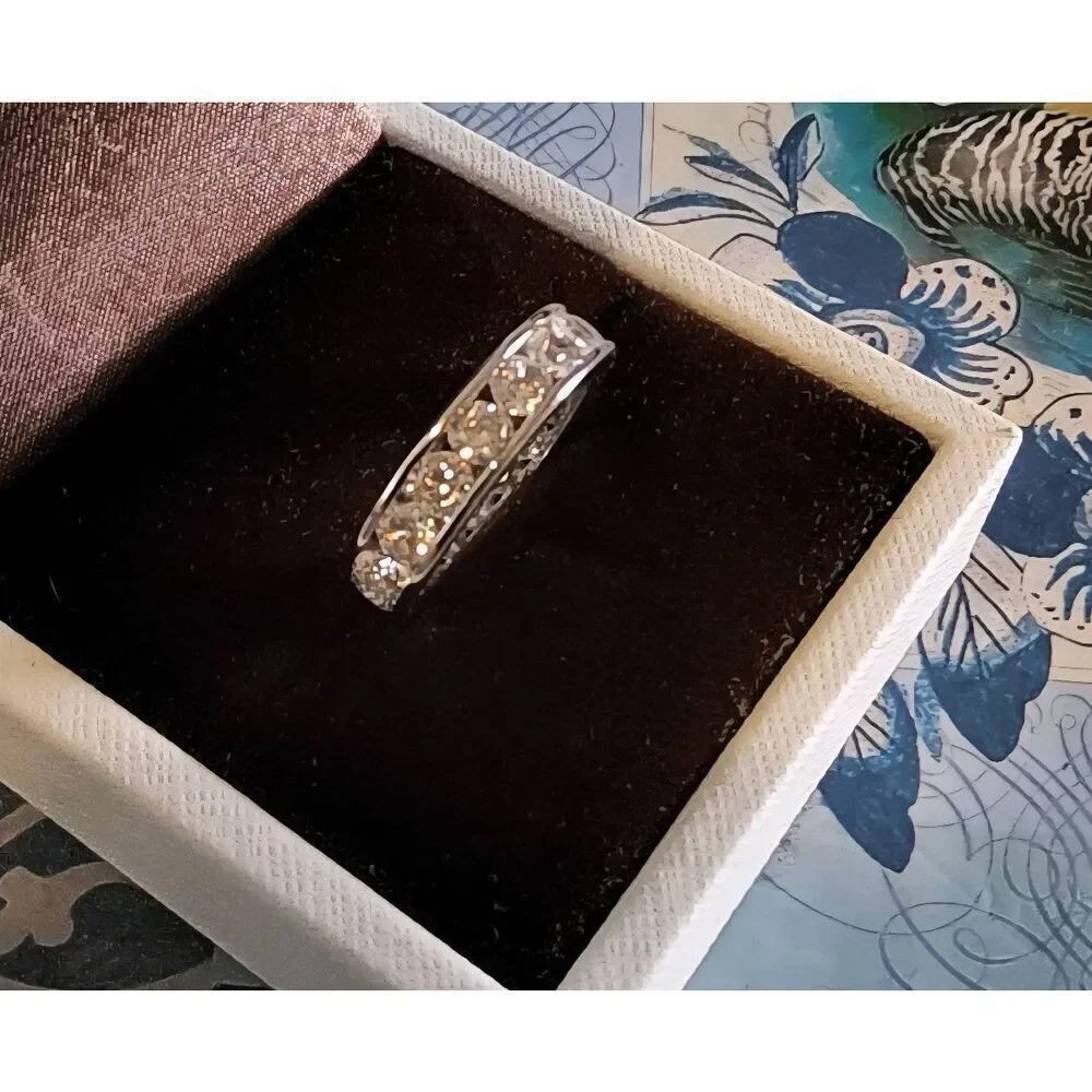 Stunning New 9Ct. Round Cut Sim Diamond Eternity Band Ring Sz 8